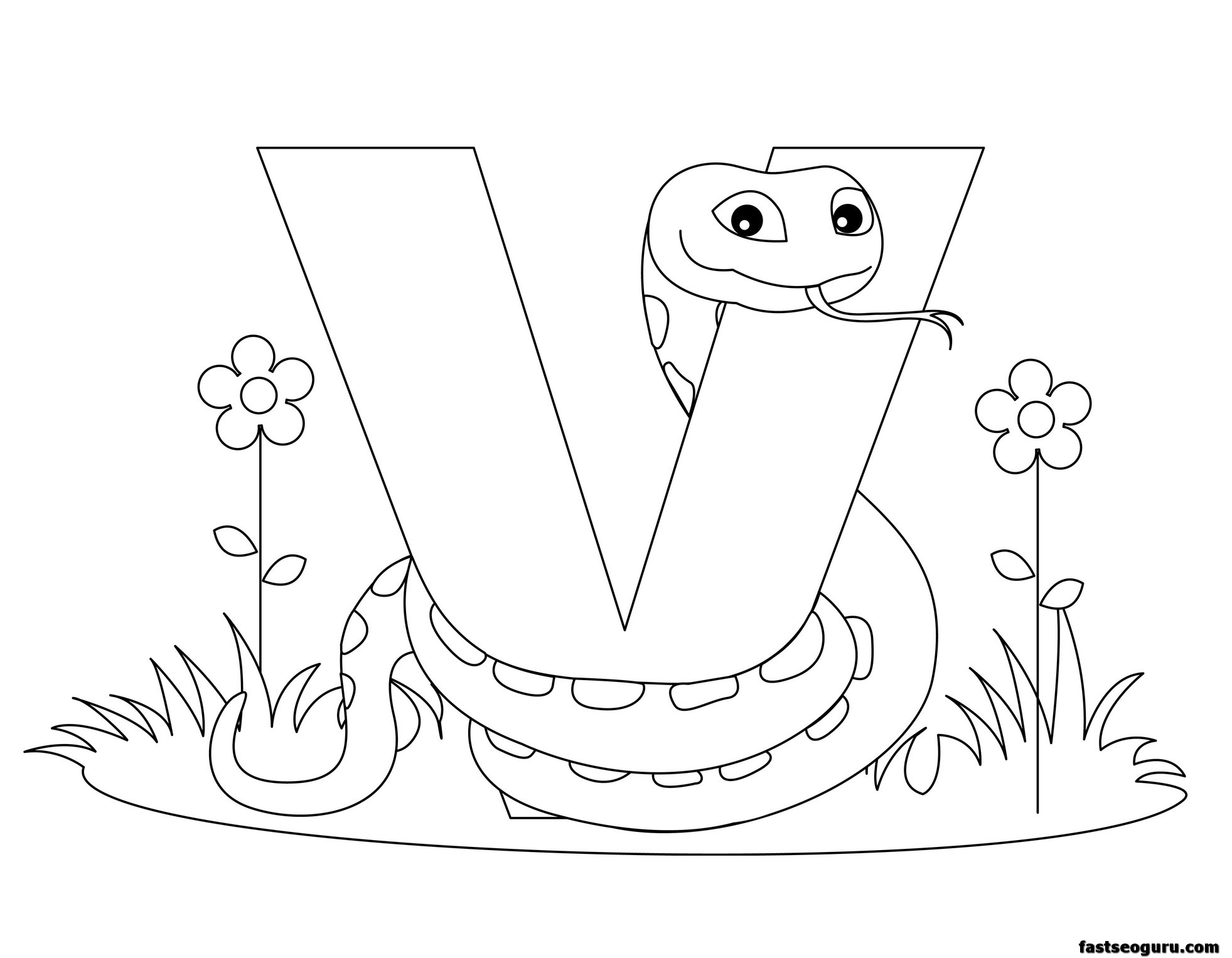 Printable Animal Alphabet worksheets Letter V is for Viper